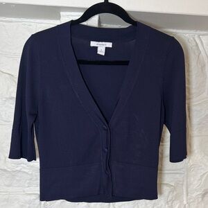 dressbarn Navy Blue Short Sleeve Cardigan